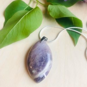 Polished Purple Amethyst Pendant on 925 S Chain